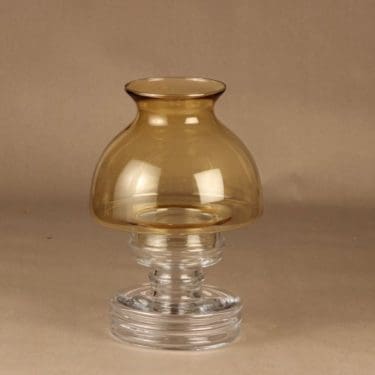 Riihimäen lasi Apollo kynttilälyhty, amber, suunnittelija Nanny Still,