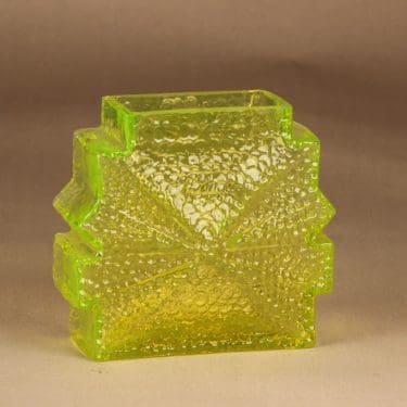 Riihimäen lasi Stellaria maljakko, keltainen, suunnittelija Nanny Still, massiivinen