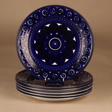 Arabia Valencia lautanen, matala, 6 kpl, suunnittelija Ulla Procope, matala, signeerattu