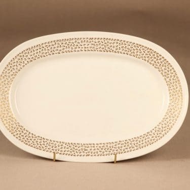 Arabia Kimmel tarjoiluvati, valkoinen, kulta, suunnittelija Esteri Tomula, kukka