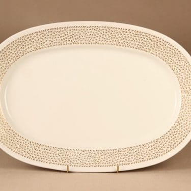 Arabia Kimmel paistivati, valkoinen, kulta, suunnittelija Esteri Tomula, kukka