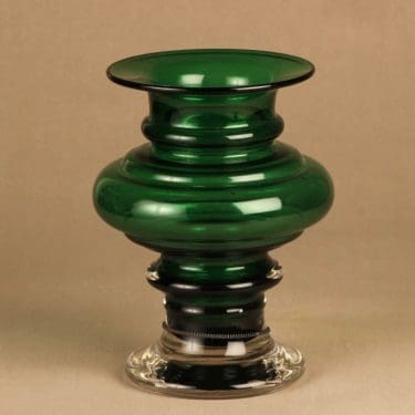 Riihimäen lasi Tornado maljakko, vihreä, suunnittelija Tamara Aladin,