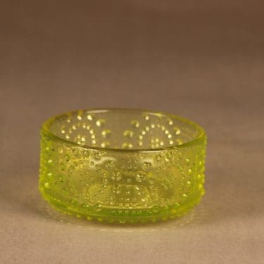 Riihimäen lasi Grapponia annoskulho, keltainen, suunnittelija Nanny Still,