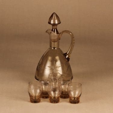 Kumela 517-2803 karahvi ja 6 lasia, suunnittelija Ilmari Kumela,