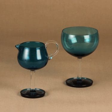 Riihimäen lasi Harlekiini sokerikko ja kermakko, sininen, suunnittelija Nanny Still,