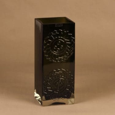 Riihimäen lasi Lucullus maljakko, vihreä, suunnittelija Nanny Still, massiivinen