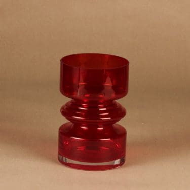 Riihimäen lasi Tiimalasi maljakko, rubiininpunainen, suunnittelija Nanny Still,