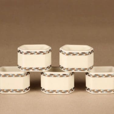 Arabia servettirengas, tilaustyö, 5 kpl, suunnittelija Heikki Orvola, tilaustyö