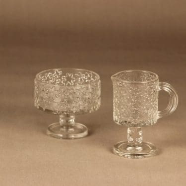 Riihimäen lasi Jesperi sokerikko ja kermakko, kirkas, suunnittelija Erkkitapio Siiroinen