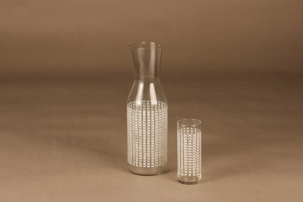 Riihimäen lasi karahvi ja lasi, , 2 kpl, suunnittelija Helena Tynell, ,