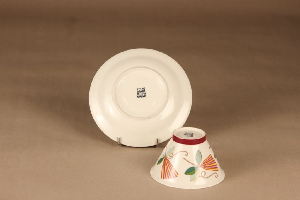 Arabia Harlekin Carneval teekuppi ja lautaset(2),, suunnittelija Inkeri Leivo, kuva 4