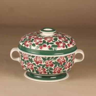 Arabia Purpurijenkka liemimalja, 2.85 l, suunnittelija Ulla Procope, 2.85 l, kukka, käsinmaalattu, terriini