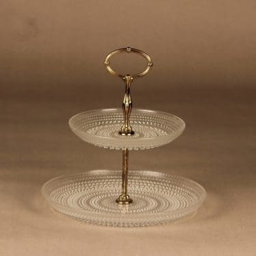 Nuutajärvi Kastehelmi kerrostarjotin, kirkas, suunnittelija Oiva Toikka, kaksikerroksinen