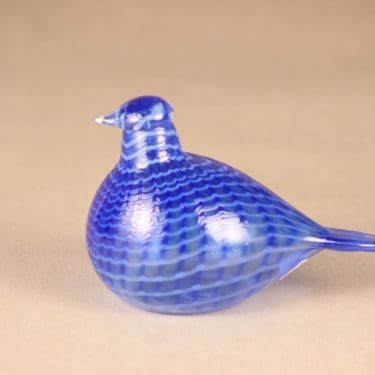 Nuutajärvi lintu , Sinisulka, suunnittelija Oiva Toikka, Sinisulka, signeerattu