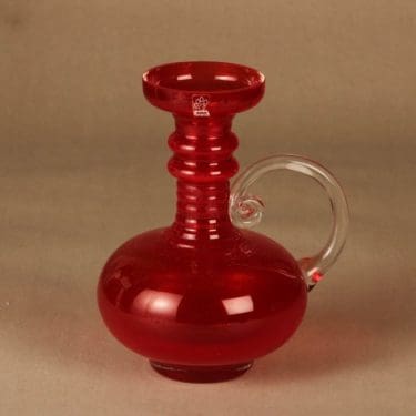 Riihimäen lasi Kleopatra maljakko, punainen, suunnittelija Tamara Aladin,