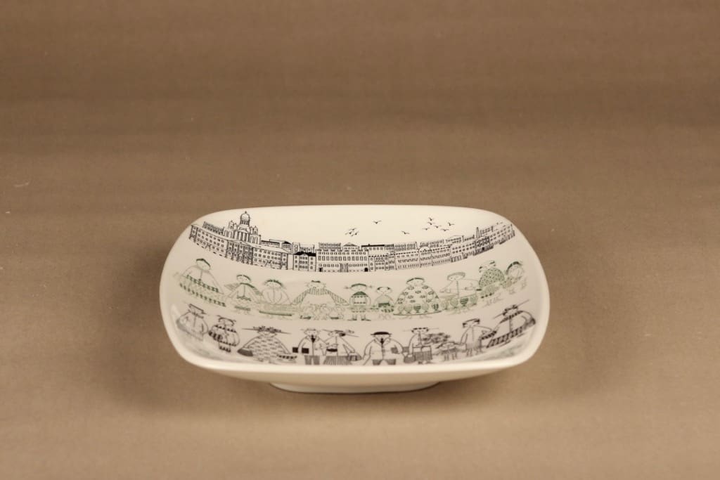 Arabia Kauppatori koristelautanen,, suunnittelija Raija Uosikkinen, , suuri, kuparipainokoriste kuva 2