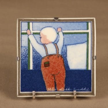 Arabia seinälaatta Odotus suunnittelija Heljä Liukko-Sundström, Vauva, vauva, pupu