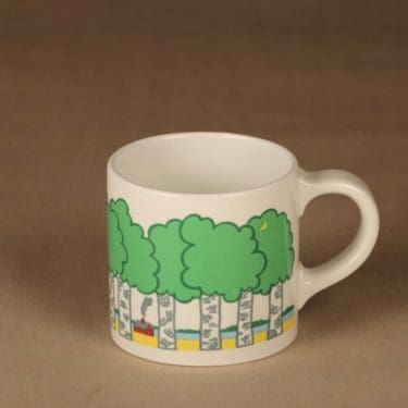 Arabia   muki, 50 cl, suunnittelija Gunvor Olin-Grönqvist, 50 cl, serikuva, metsä, talo