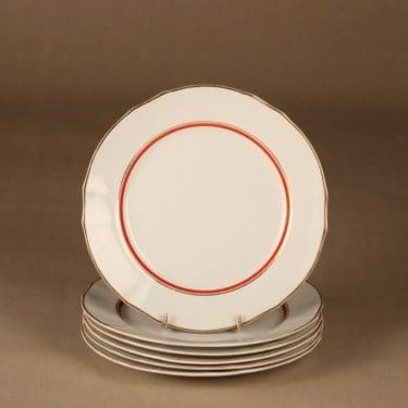 Arabia AS lautanen, matala, 5 kpl, suunnittelija , matala, raitakoriste