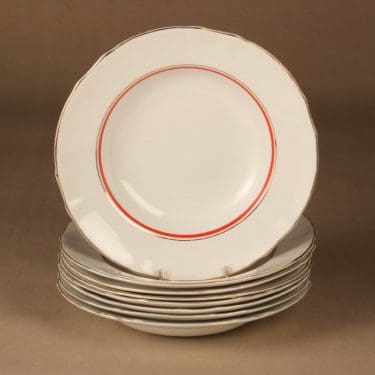 Arabia AS lautanen, syvä, 8 kpl, suunnittelija , syvä, raitakoriste