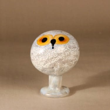 Nuutajärvi lintu Helmipöllö, signeerattu, suunnittelija Oiva Toikka, signeerattu, signeerattu