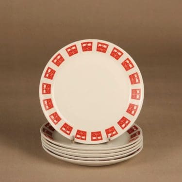 Arabia Hilppa lautanen, 17.5 cm, 6 kpl, suunnittelija Esteri Tomula, 17.5 cm, serikuva