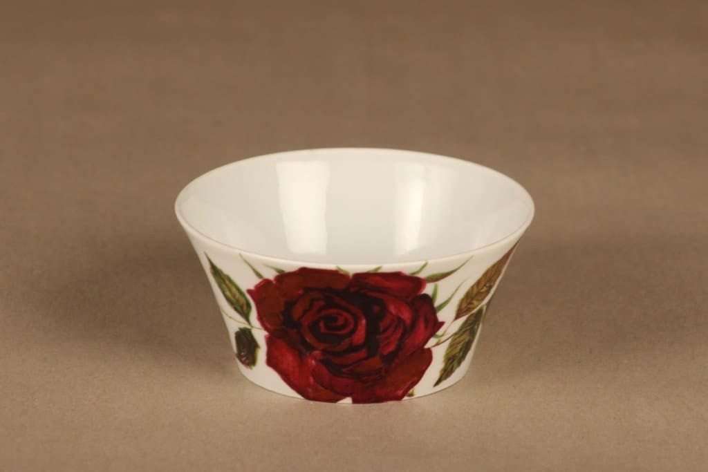 Arabia Ruusu sokerikko, punainen, vihreä, suunnittelija Anneli Qveflander, serikuva, kukka