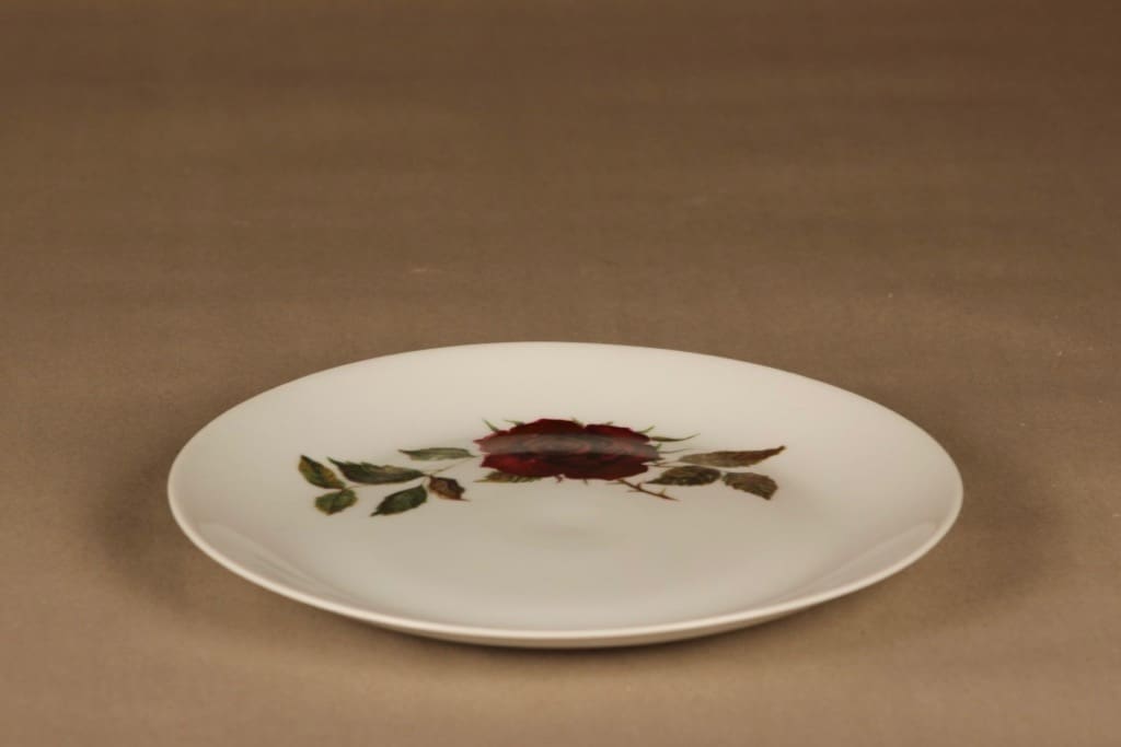 Arabia Ruusu tarjoilulautanen, punainen, vihreä, suunnittelija Anneli Qveflander, serikuva, kukka kuva 2