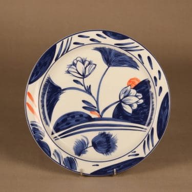 Arabia Arctica Nova tarjoilulautanen, sininen, oranssi, suunnittelija Dorrit von Fieandt, kukka, moderni