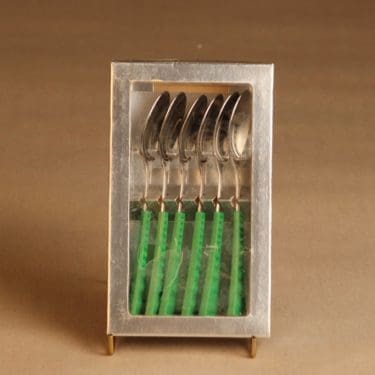 Hackman Colorina pikkulusikka, vihreä, 6 kpl, suunnittelija Nanny Still, retro