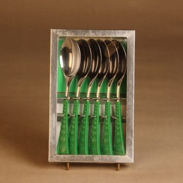 Hackman Colorina lusikka, vihreä, 6 kpl, suunnittelija Nanny Still, retro