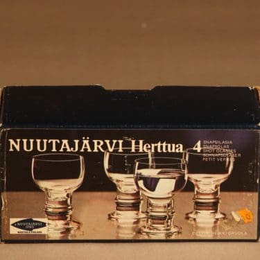 Nuutajärvi Herttua snapsilasi, kirkas, 4 kpl, suunnittelija Heikki Orvola,