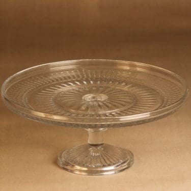 Riihimäen lasi Barokki tarjoiluvati, jalallinen, suunnittelija Erkkitapio Siiroinen, jalallinen