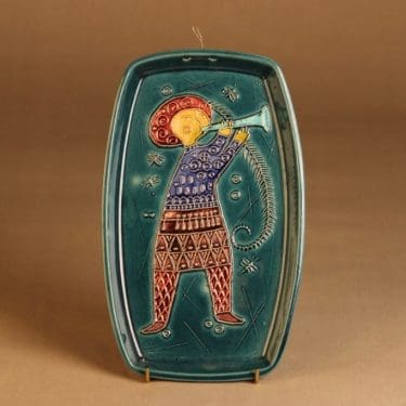 Kupittaan savi   seinätaulu, käsinmaalattu, suunnittelija Gudrun Raunio, käsinmaalattu, signeerattu