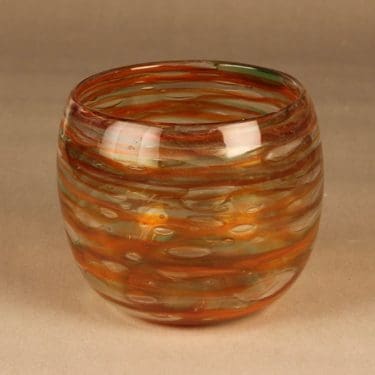 Nuutajärvi taidelasikulho, uniikki, suunnittelija Oiva Toikka, uniikki, signeerattu