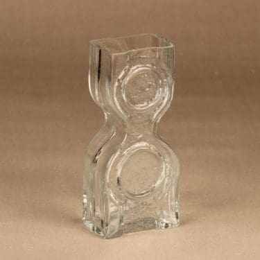 Riihimäen lasi Kaappikello maljakko, kirkas, suunnittelija Helena Tynell,