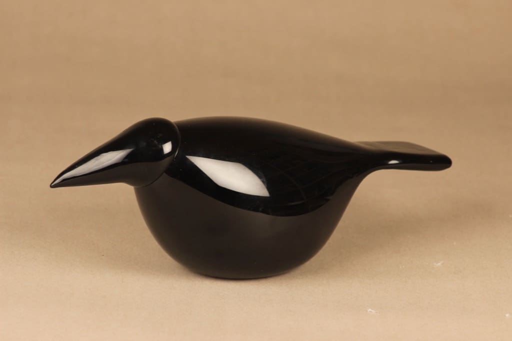 Nuutajärvi lintu , Korppi, suunnittelija Oiva Toikka, Korppi, signeerattu kuva 2