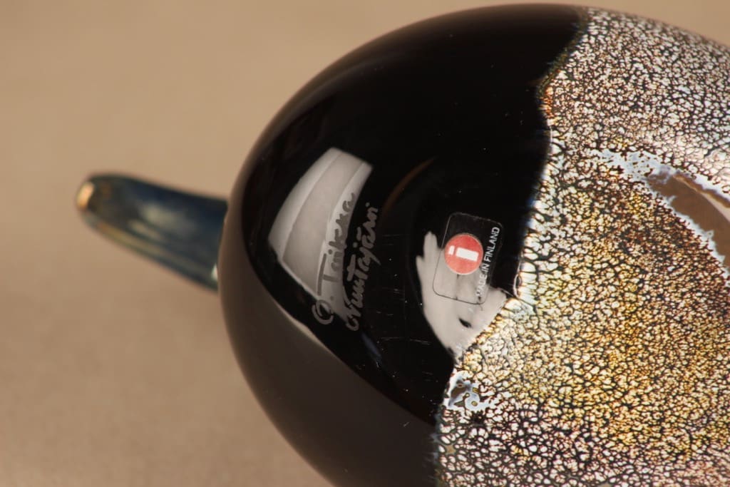 Nuutajärvi lintu , Sorsauros, suunnittelija Oiva Toikka, Sorsauros|signeerattu kuva 5