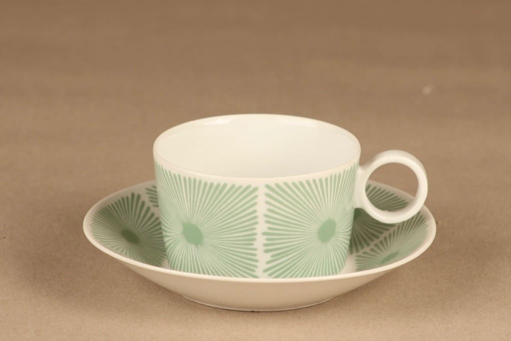 Arabia Nippon kahvikuppi ja lautaset(2), vihreä, suunnittelija Olga Osol, serikuva kuva 2