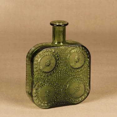 Riihimäen lasi Grapponia koristepullo, vihreä, suunnittelija Nanny Still,