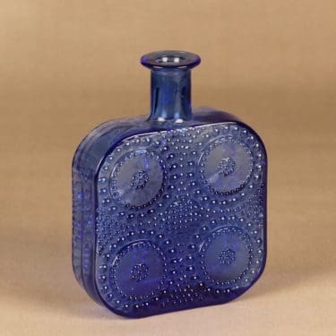 Riihimäen lasi Grapponia koristepullo, sininen, suunnittelija Nanny Still,