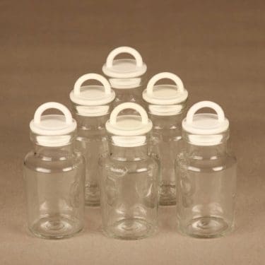Iittala Scala maustepurkki, muovikorkilla, 6 kpl, suunnittelija Ole Palsby, muovikorkilla, 8 cl