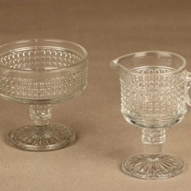 Riihimäen Lasi Barokki sokerikko ja kermakko suunnittelija Erkkitapio Siiroinen