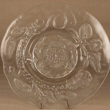 Nuutajärvi Pioni tarjoilulautanen, 39 cm, suunnittelija Oiva Toikka, 39 cm, kukka, suuri