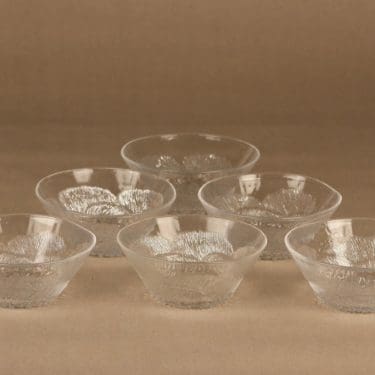 Nuutajärvi Pioni kulho, kirkas, 6 kpl, suunnittelija Oiva Toikka,