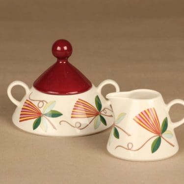 Arabia Harlekin Karneval sokerikko ja kermakko, monivärinen, suunnittelija Inkeri Leivo, kukka