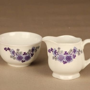 Arabia Sinikka sugar bowl and creamer designer Raija Uosikkinen