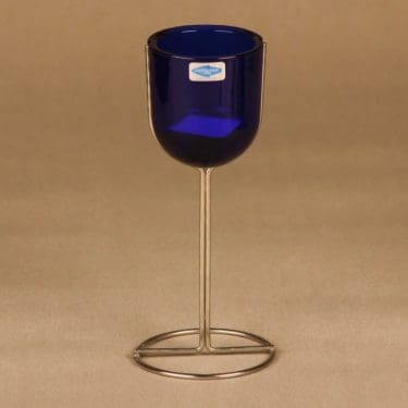 Nuutajärvi Alfa kynttilälyhty, metallijalalla, suunnittelija Markku Salo, metallijalalla