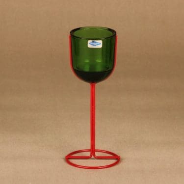 Nuutajärvi Alfa kynttilälyhty, metallijalalla, suunnittelija Markku Salo, metallijalalla