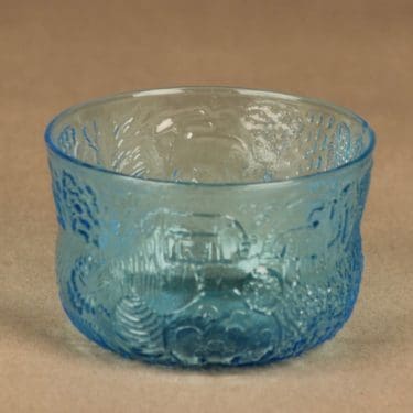 Nuutajärvi Fauna jälkiruokakulho, turkoosi, suunnittelija Oiva Toikka,